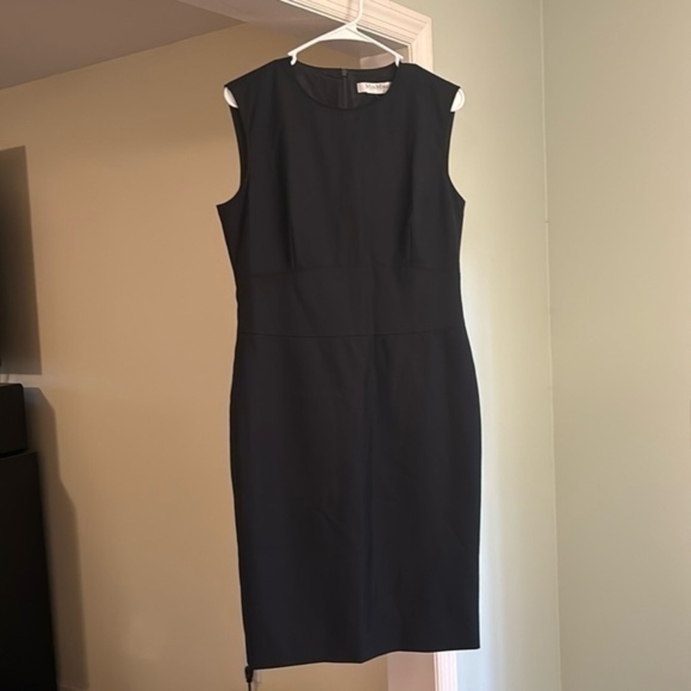 Max Mara Made in Italy Women’s Sheath Dress Dark Navy Black  Designer Dress L